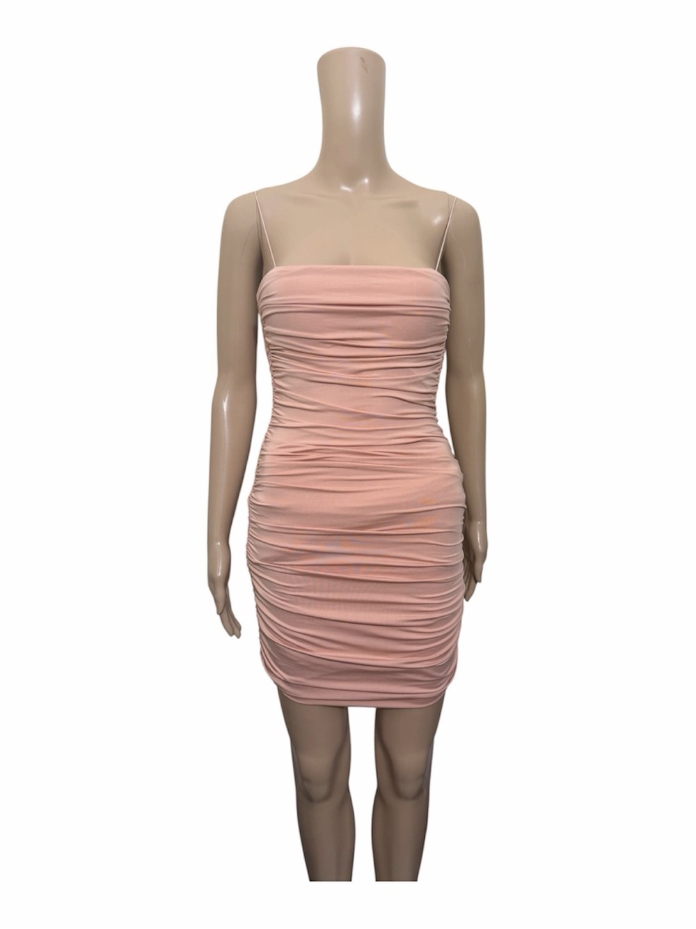 Oh Polly Blush Pink Ruched Bodycon Mini Dress Size 4